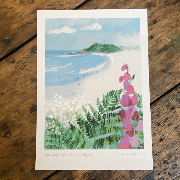 Porthmeor from the Coastal Path, A4 Print